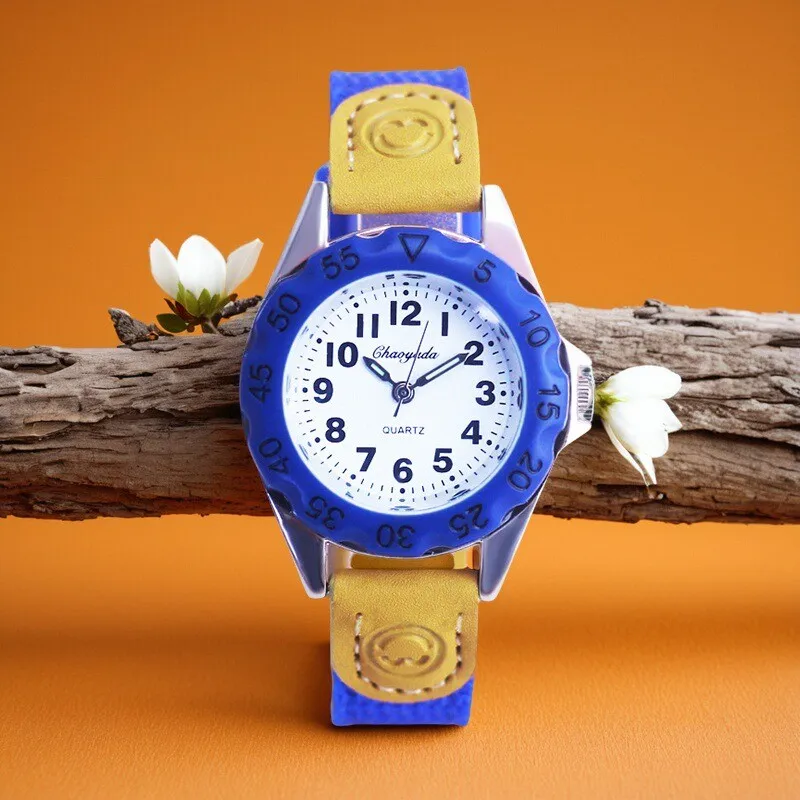 Children’s Boys Girls Little Kids Colorful Strap Clear Numbers Quartz Watches Students Learn Time Soft Canvas Electric Watches