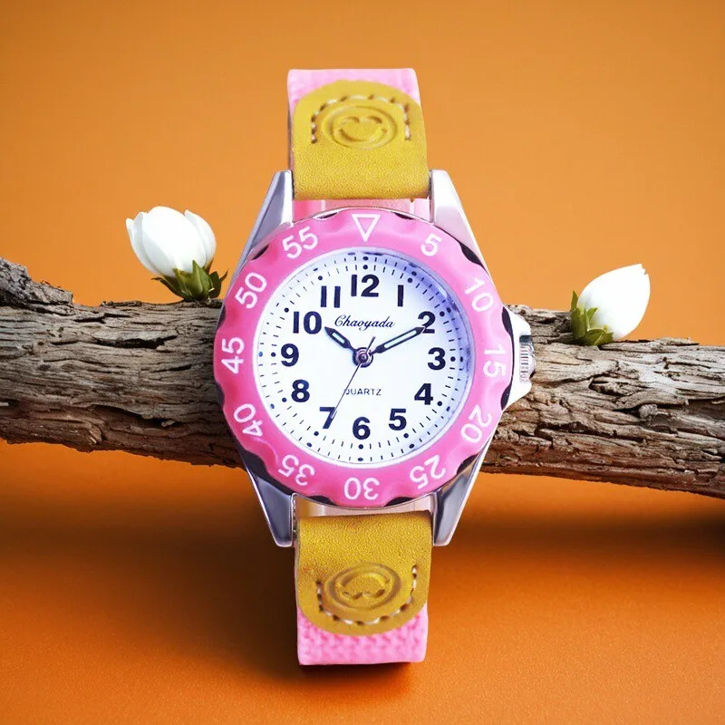 Children’s Boys Girls Little Kids Colorful Strap Clear Numbers Quartz Watches Students Learn Time Soft Canvas Electric Watches
