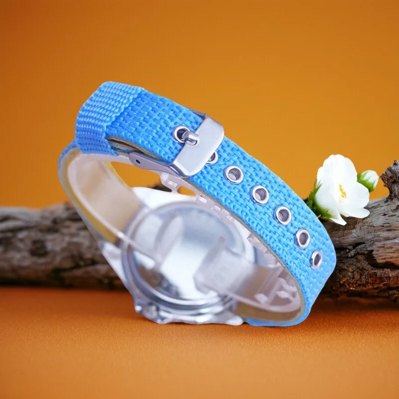 Children’s Boys Girls Little Kids Colorful Strap Clear Numbers Quartz Watches Students Learn Time Soft Canvas Electric Watches