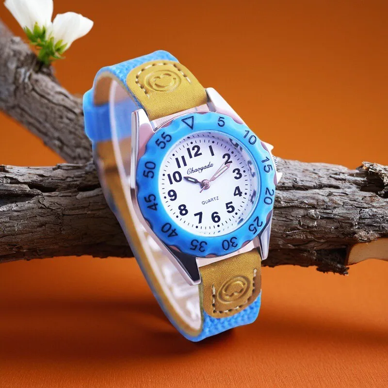 Children’s Boys Girls Little Kids Colorful Strap Clear Numbers Quartz Watches Students Learn Time Soft Canvas Electric Watches