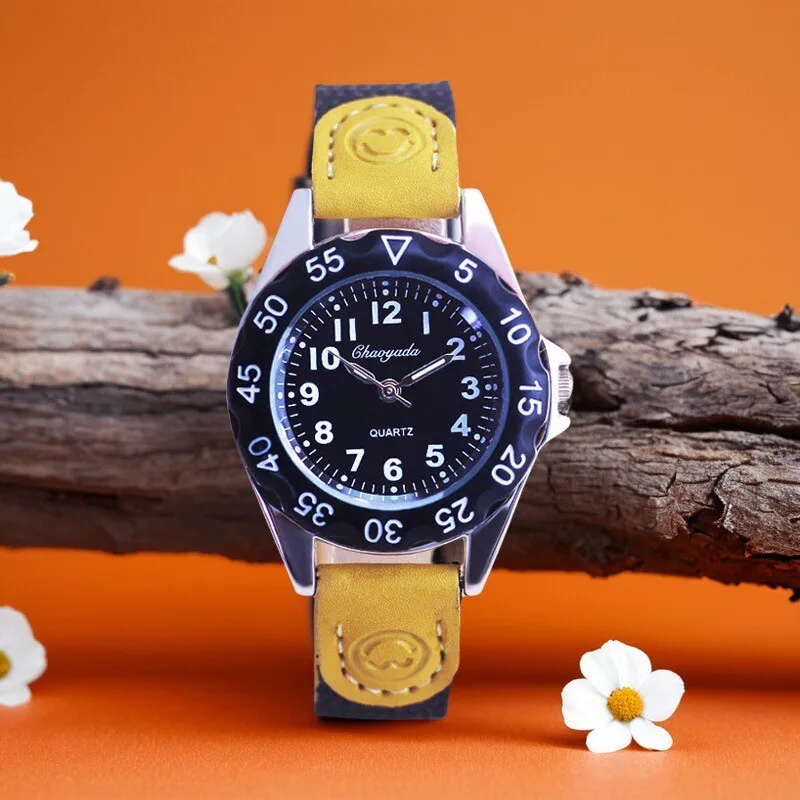 Children’s Boys Girls Little Kids Colorful Strap Clear Numbers Quartz Watches Students Learn Time Soft Canvas Electric Watches