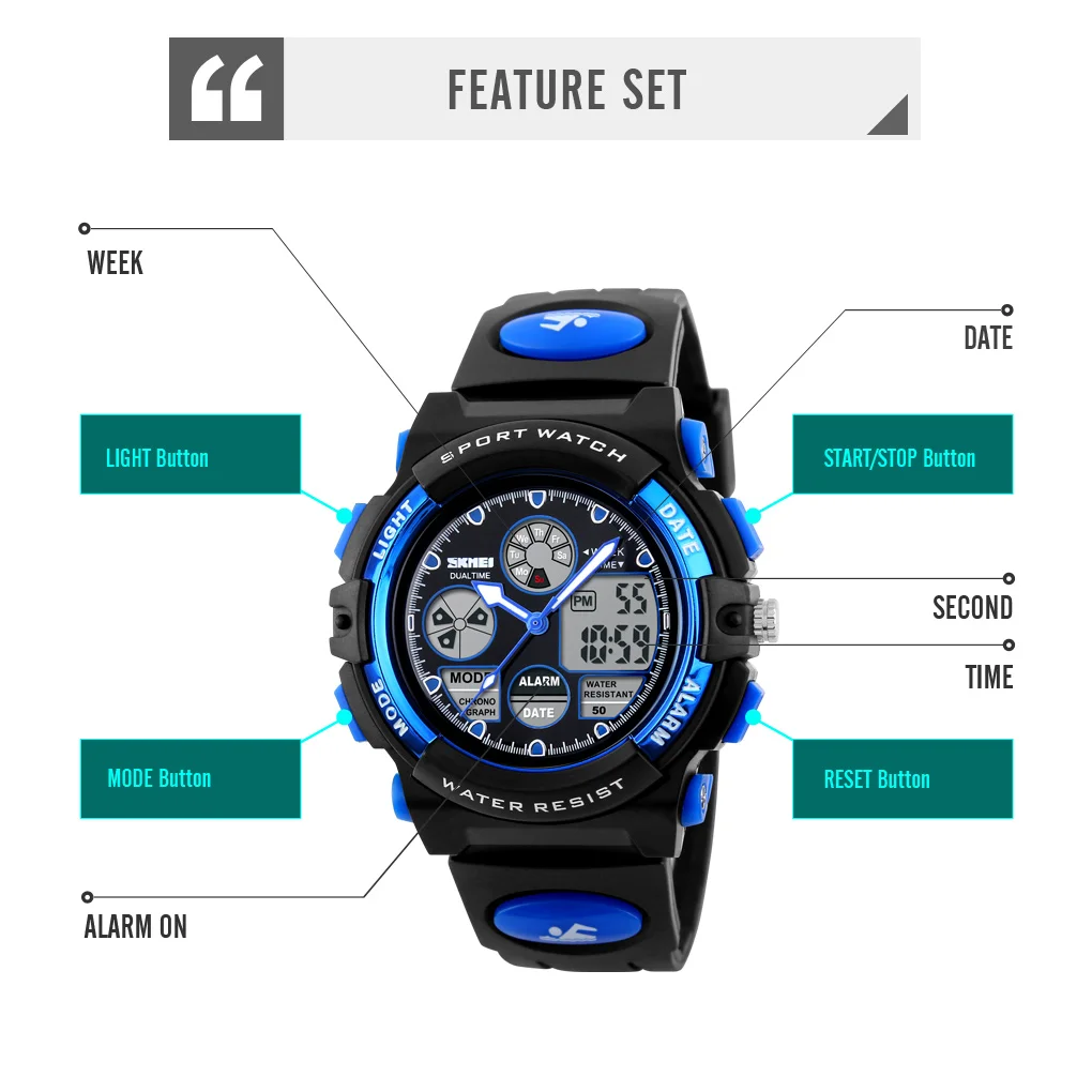 Fashion Sports Waterproof Children Watches For Girl Boys SKMEI Brand Digital LED Alarm Chrono Student Clock Wristwatches Relogio
