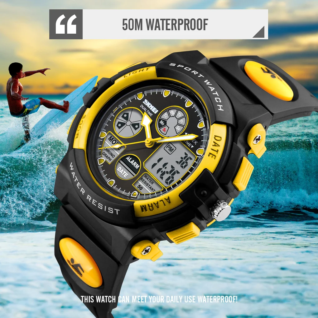 Fashion Sports Waterproof Children Watches For Girl Boys SKMEI Brand Digital LED Alarm Chrono Student Clock Wristwatches Relogio