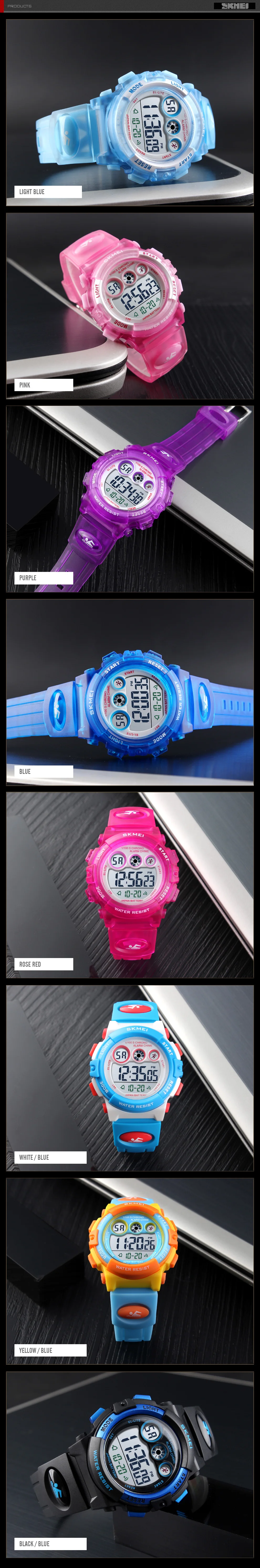 SKMEI 1451 Sports Kids Digital Watches Chrono Waterproof Energetics Dial Design Alarm Children's Wristwatch Relogio Infantil