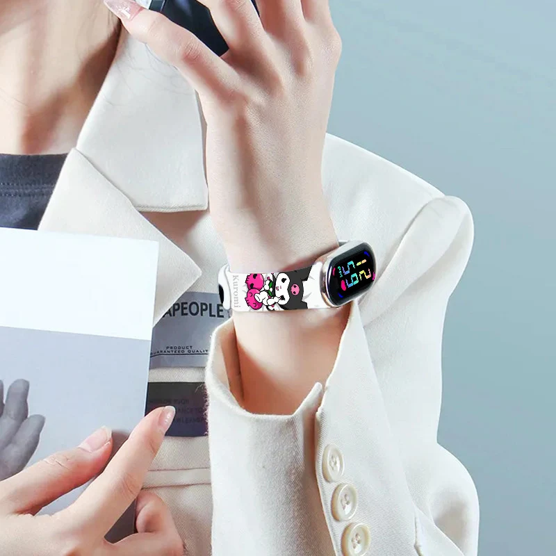 New Kuromi Girls Watches for Kids Sport Wristband Touch Bracelet Waterproof Children Digital Watch Women Clock relogio montre