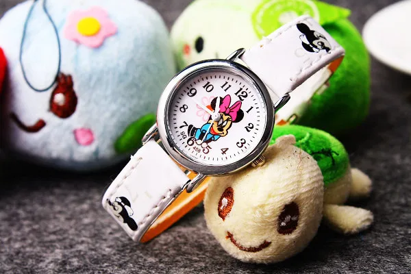 Disney Minnie student Cute Cartoon Girls Kids Quartz Watches 4-14 years old Children's Watch Lovely Fashion Girl Wristwatches