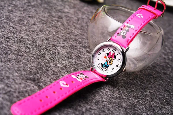 Disney Minnie student Cute Cartoon Girls Kids Quartz Watches 4-14 years old Children's Watch Lovely Fashion Girl Wristwatches