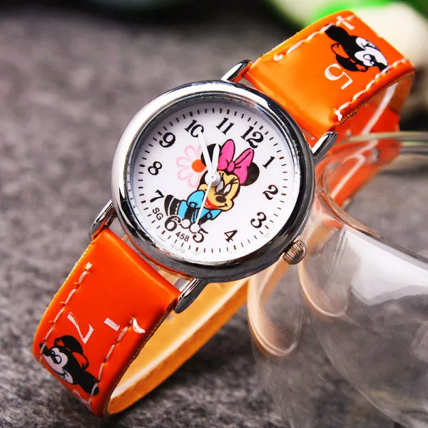 Disney Minnie student Cute Cartoon Girls Kids Quartz Watches 4-14 years old Children's Watch Lovely Fashion Girl Wristwatches
