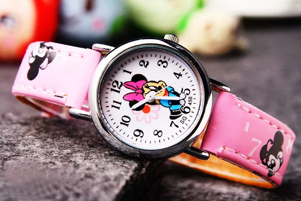 Disney Minnie student Cute Cartoon Girls Kids Quartz Watches 4-14 years old Children's Watch Lovely Fashion Girl Wristwatches