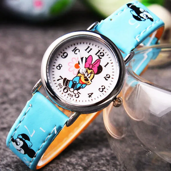 Disney Minnie student Cute Cartoon Girls Kids Quartz Watches 4-14 years old Children's Watch Lovely Fashion Girl Wristwatches