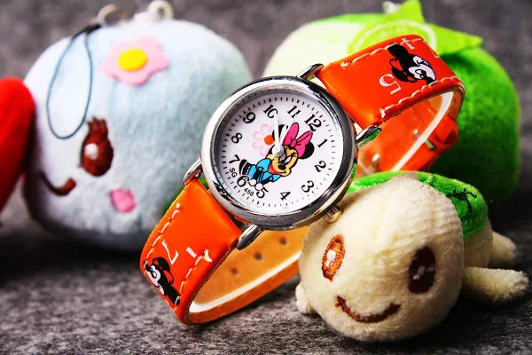 Disney Minnie student Cute Cartoon Girls Kids Quartz Watches 4-14 years old Children's Watch Lovely Fashion Girl Wristwatches