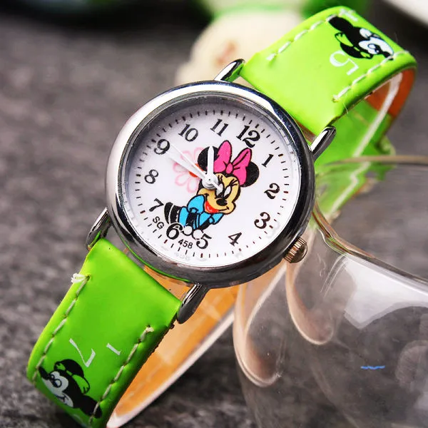 Disney Minnie student Cute Cartoon Girls Kids Quartz Watches 4-14 years old Children's Watch Lovely Fashion Girl Wristwatches
