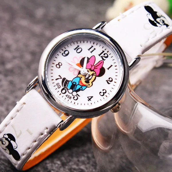 Disney Minnie student Cute Cartoon Girls Kids Quartz Watches 4-14 years old Children's Watch Lovely Fashion Girl Wristwatches