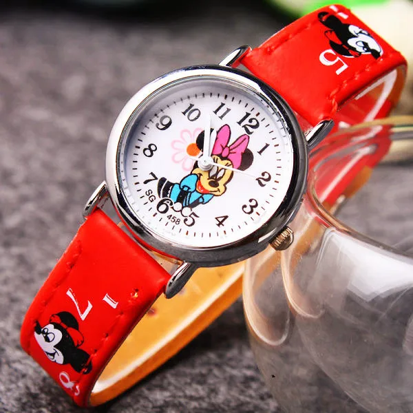 Disney Minnie student Cute Cartoon Girls Kids Quartz Watches 4-14 years old Children's Watch Lovely Fashion Girl Wristwatches