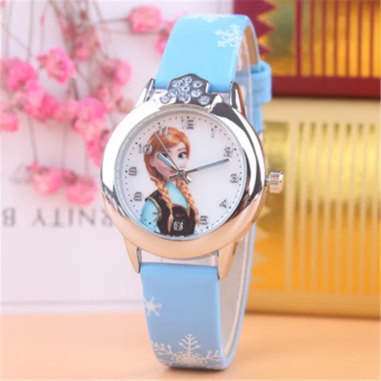 New Princess Elsa Child Watches Figure Toys Cartoon Anna Princess Kids Watch Girls Student Children Clock Children's Day Gift