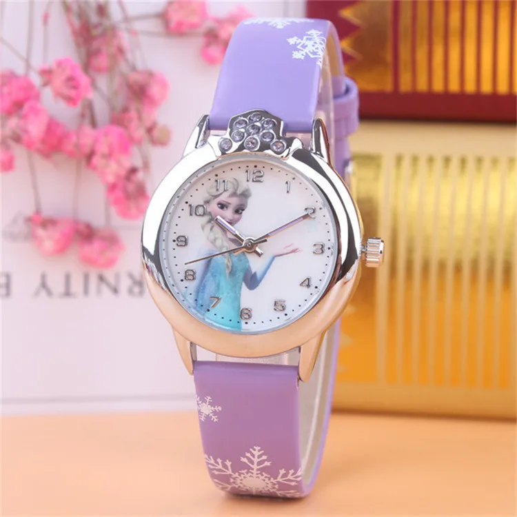 New Princess Elsa Child Watches Figure Toys Cartoon Anna Princess Kids Watch Girls Student Children Clock Children's Day Gift