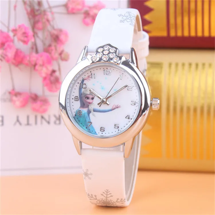 New Princess Elsa Child Watches Figure Toys Cartoon Anna Princess Kids Watch Girls Student Children Clock Children's Day Gift