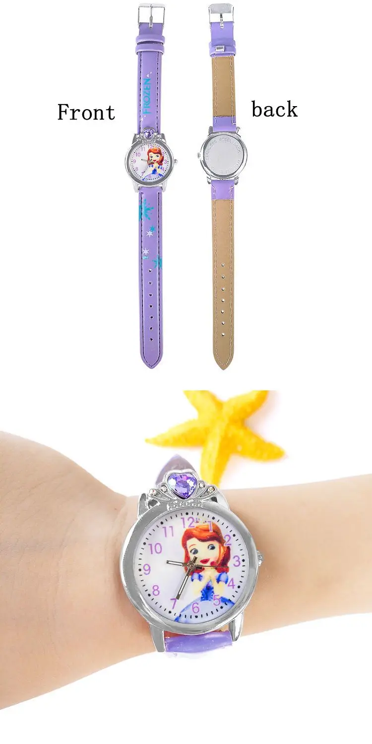 New Princess Elsa Child Watches Figure Toys Cartoon Anna Princess Kids Watch Girls Student Children Clock Children's Day Gift