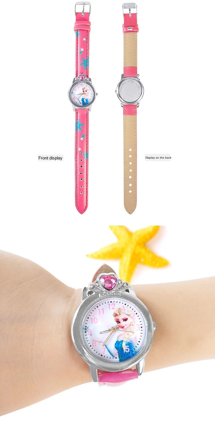 New Princess Elsa Child Watches Figure Toys Cartoon Anna Princess Kids Watch Girls Student Children Clock Children's Day Gift