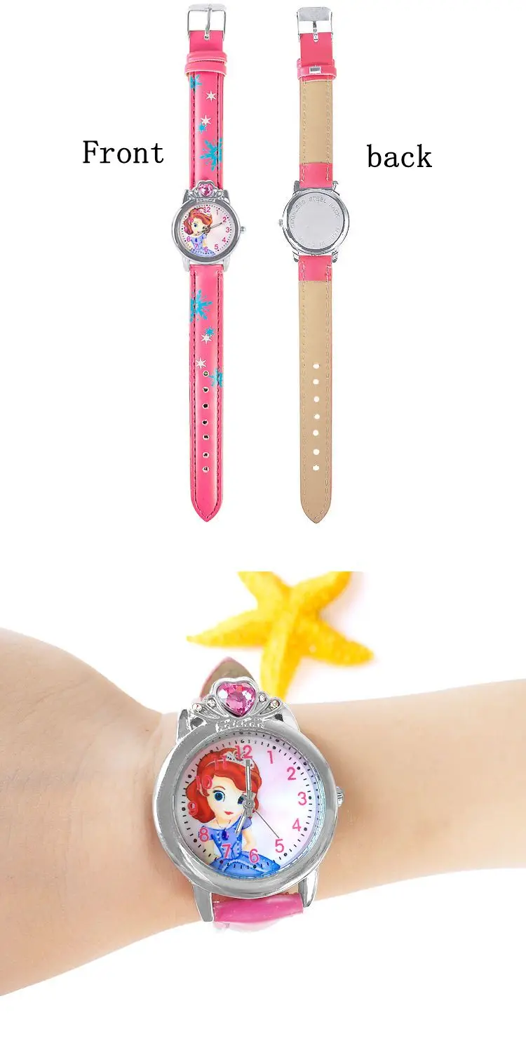 New Princess Elsa Child Watches Figure Toys Cartoon Anna Princess Kids Watch Girls Student Children Clock Children's Day Gift