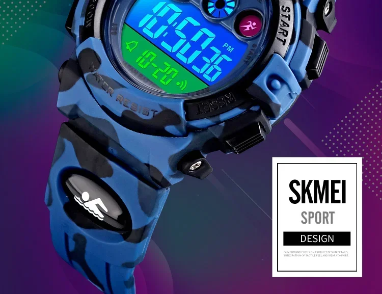 SKMEI 1547 Colorful LED+EL Lights relogio infantil Children's Sport Kids Watches Young And Energetic Dial Design 50M Waterproof