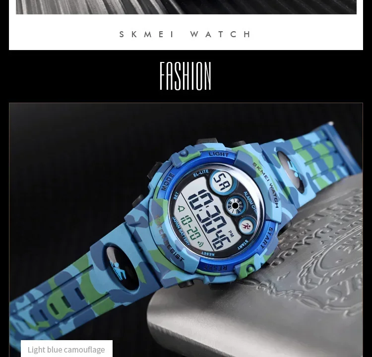 SKMEI 1547 Colorful LED+EL Lights relogio infantil Children's Sport Kids Watches Young And Energetic Dial Design 50M Waterproof