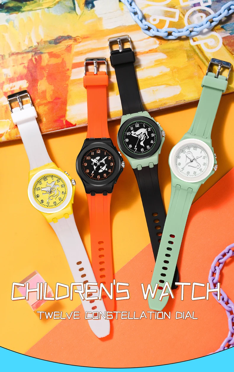 OFNS New 6106 Fashion Student Quartz Watch with Twelve Constellation Pattern Waterproof Night Light Student Quartz Watch 2025