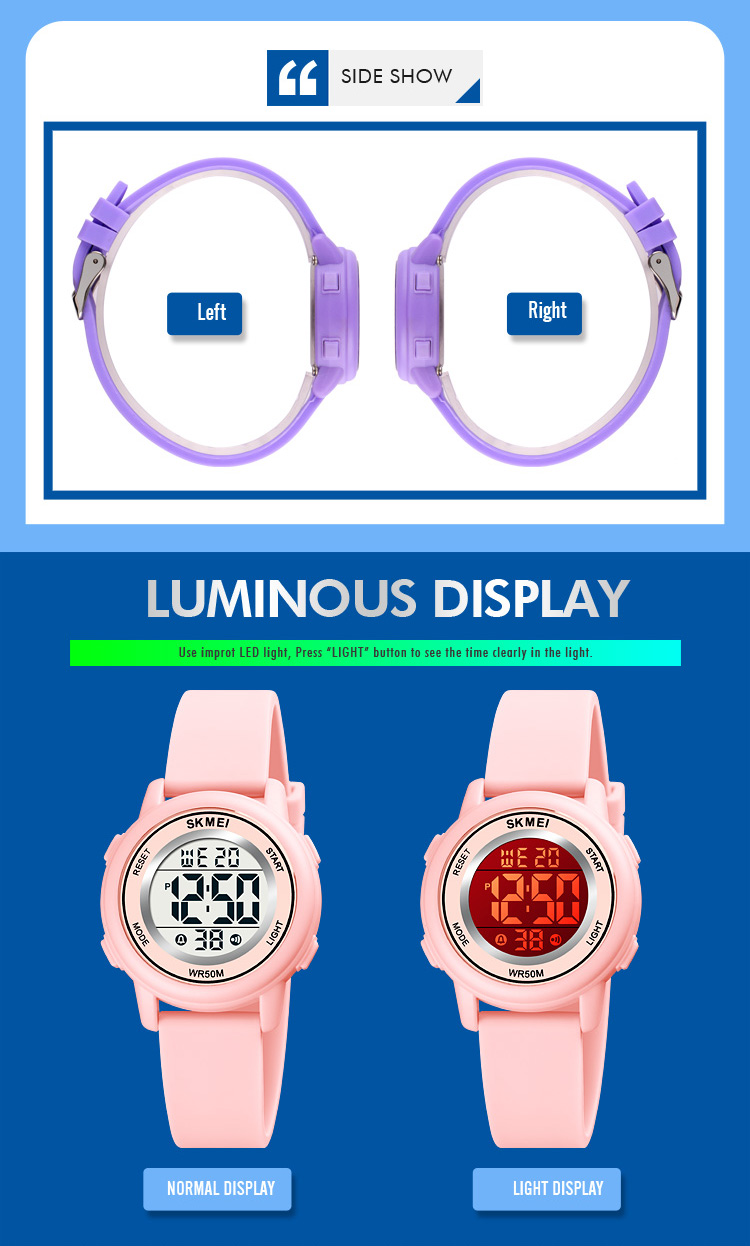 SKMEI Waterproof Alarm Kids Watches montre enfant Boys Girls Sport Kids Watch Colorful Led Children Digital Wristwatches 1721