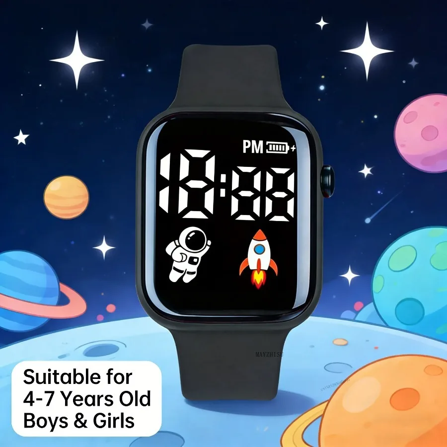 Fashion Student Watch Early-education Sports Electronic Wristwatch Silicone Strap LED Digital Watches for Kids Boys Girls Gifts