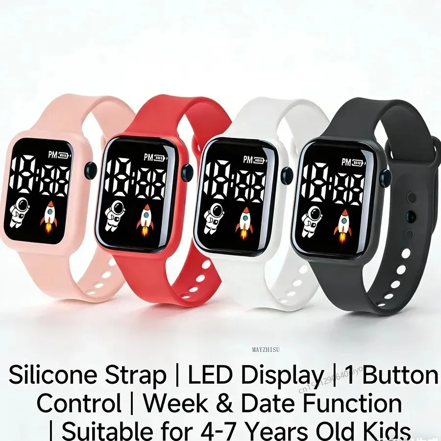 Fashion Student Watch Early-education Sports Electronic Wristwatch Silicone Strap LED Digital Watches for Kids Boys Girls Gifts