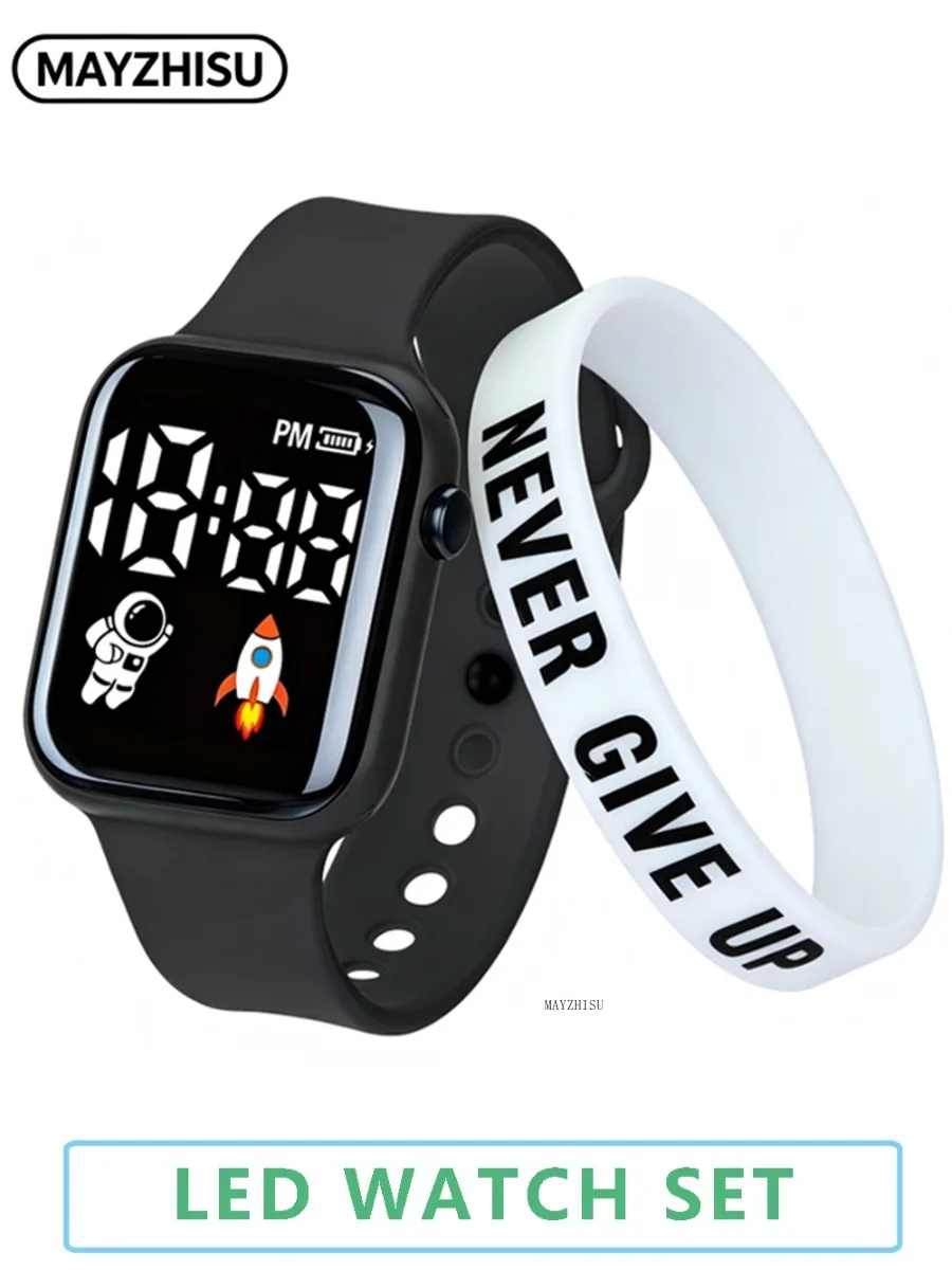 Fashion Student Watch Early-education Sports Electronic Wristwatch Silicone Strap LED Digital Watches for Kids Boys Girls Gifts