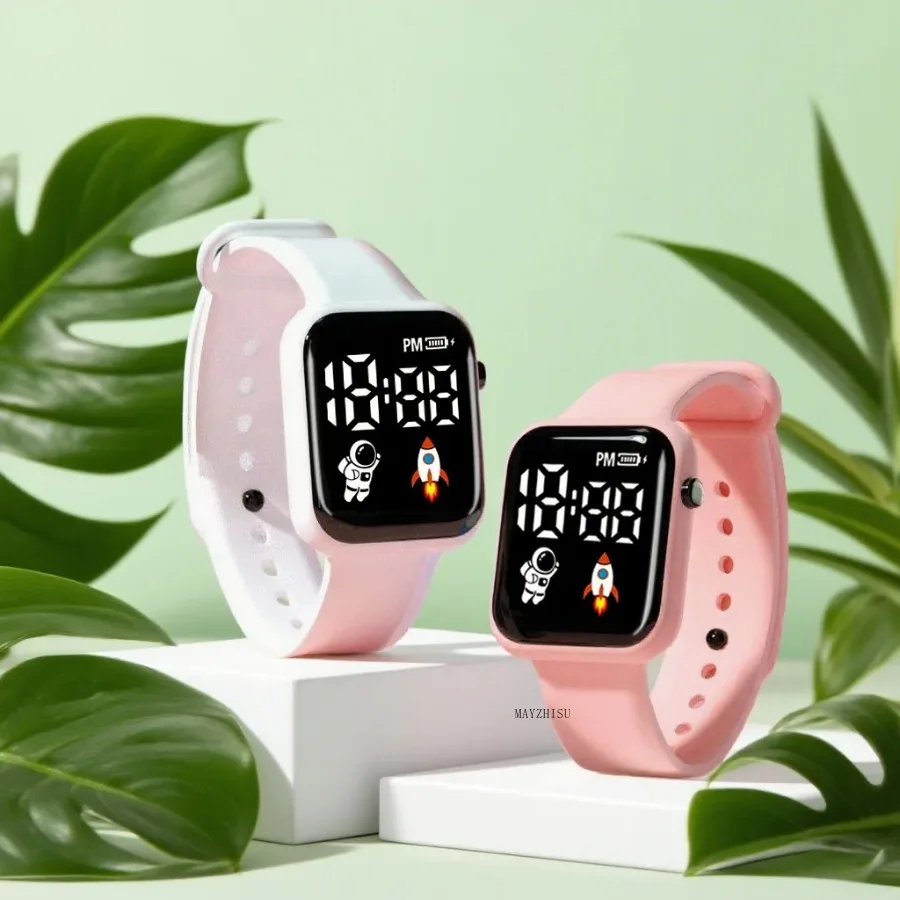 Fashion Student Watch Early-education Sports Electronic Wristwatch Silicone Strap LED Digital Watches for Kids Boys Girls Gifts