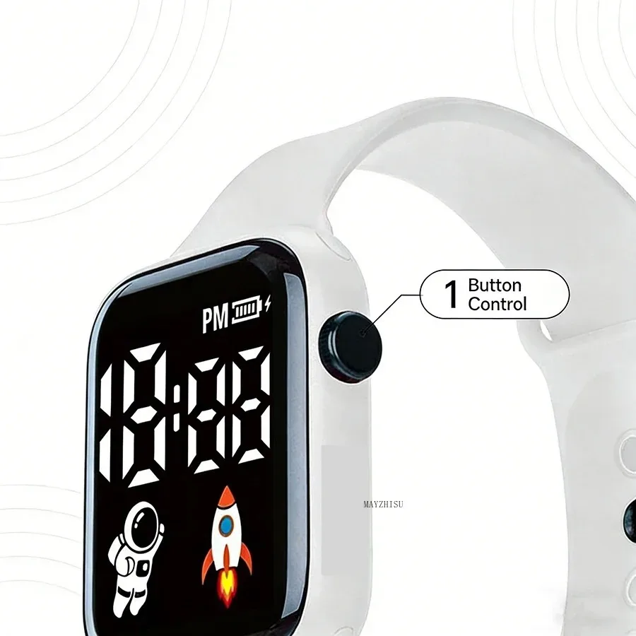 Fashion Student Watch Early-education Sports Electronic Wristwatch Silicone Strap LED Digital Watches for Kids Boys Girls Gifts