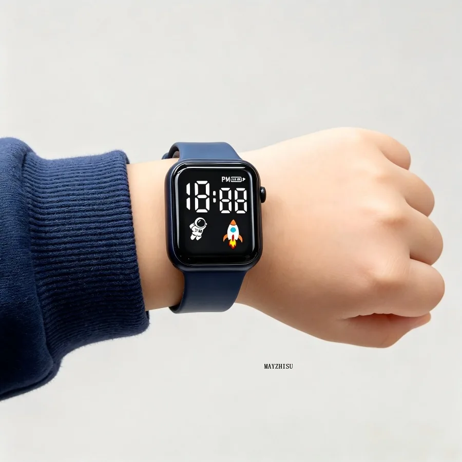 Fashion Student Watch Early-education Sports Electronic Wristwatch Silicone Strap LED Digital Watches for Kids Boys Girls Gifts