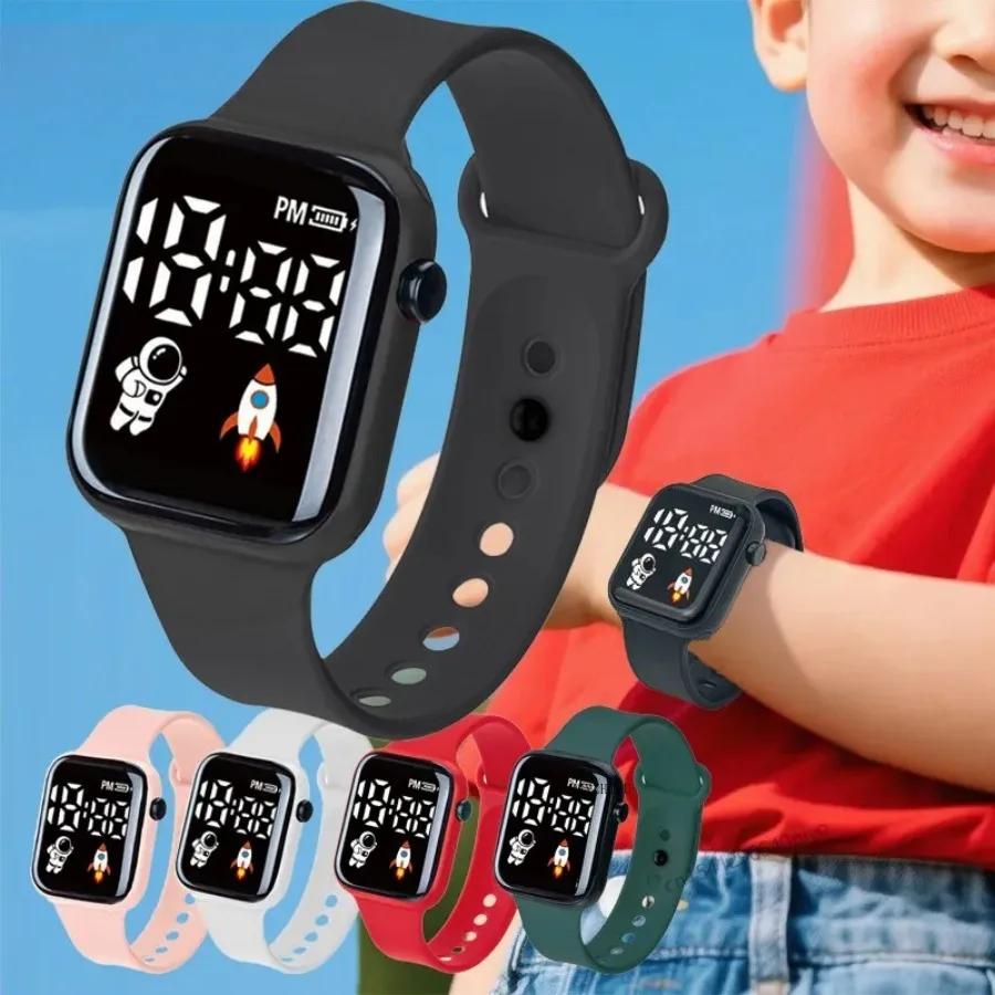 Fashion Student Watch Early-education Sports Electronic Wristwatch Silicone Strap LED Digital Watches for Kids Boys Girls Gifts