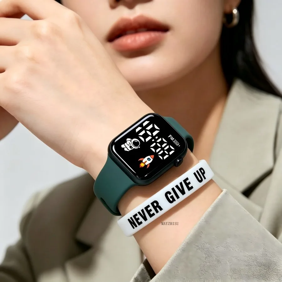 Fashion Student Watch Early-education Sports Electronic Wristwatch Silicone Strap LED Digital Watches for Kids Boys Girls Gifts