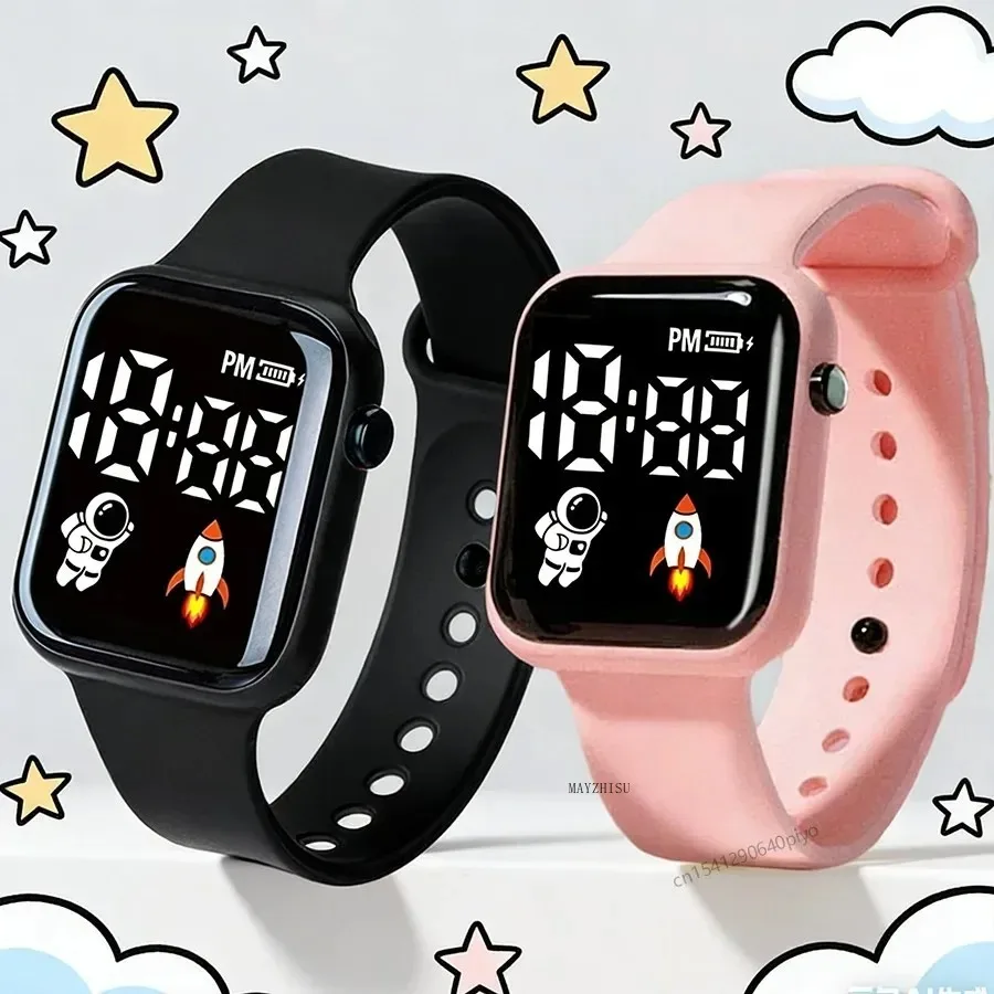 Fashion Student Watch Early-education Sports Electronic Wristwatch Silicone Strap LED Digital Watches for Kids Boys Girls Gifts