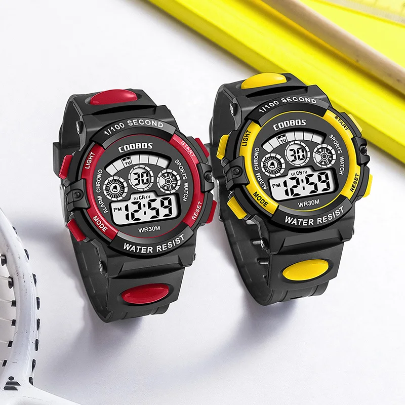 COOBOS Children Watches Digital Sport Wristwatch For Kids Boys Girls Silicone Strap Waterproof Fashion Simple Big Dial Clock