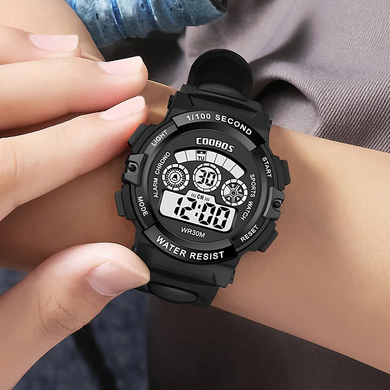 COOBOS Children Watches Digital Sport Wristwatch For Kids Boys Girls Silicone Strap Waterproof Fashion Simple Big Dial Clock