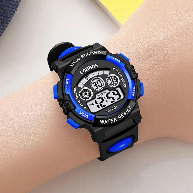 COOBOS Children Watches Digital Sport Wristwatch For Kids Boys Girls Silicone Strap Waterproof Fashion Simple Big Dial Clock