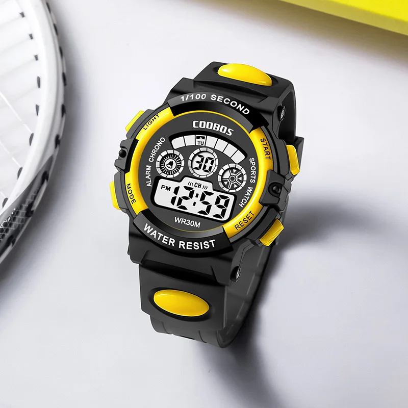 COOBOS Children Watches Digital Sport Wristwatch For Kids Boys Girls Silicone Strap Waterproof Fashion Simple Big Dial Clock