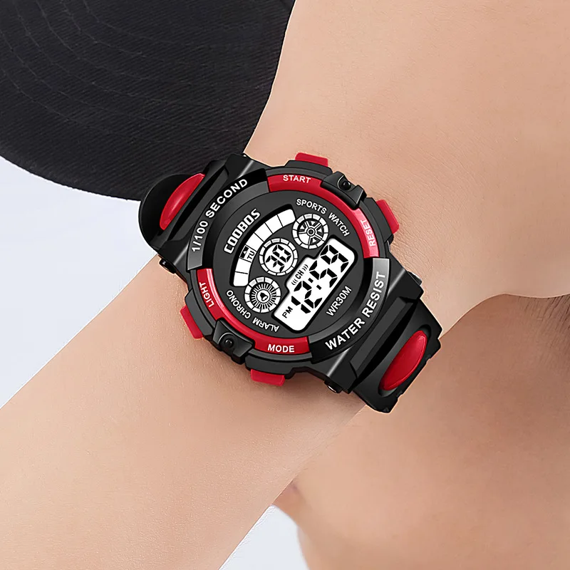 COOBOS Children Watches Digital Sport Wristwatch For Kids Boys Girls Silicone Strap Waterproof Fashion Simple Big Dial Clock