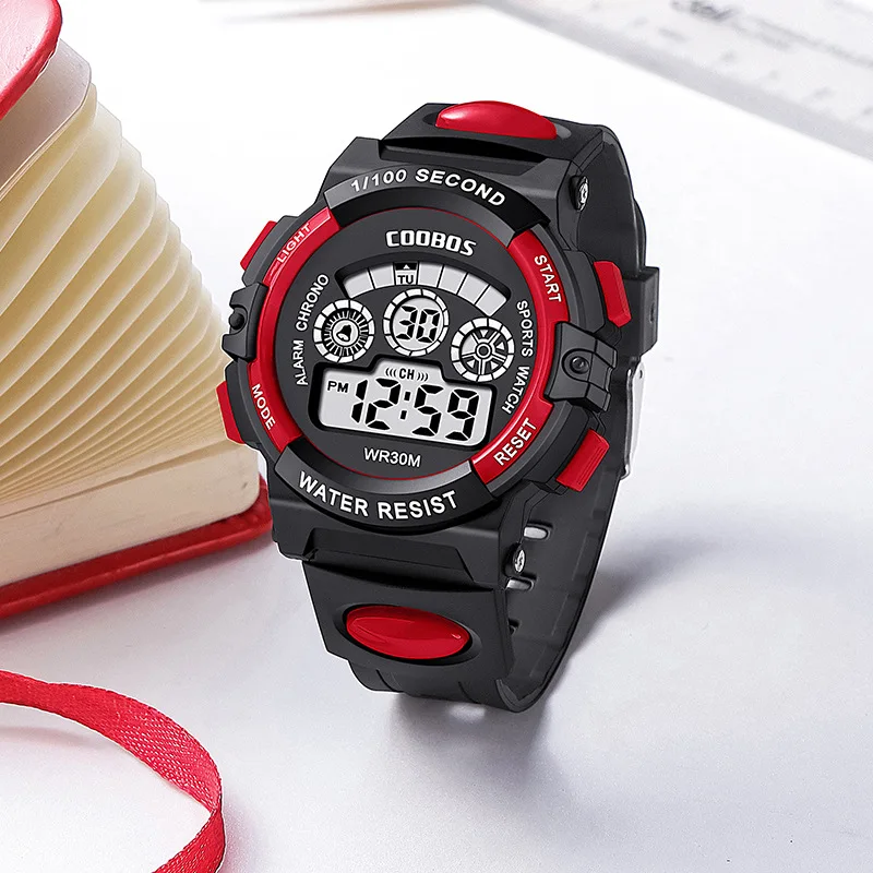 COOBOS Children Watches Digital Sport Wristwatch For Kids Boys Girls Silicone Strap Waterproof Fashion Simple Big Dial Clock