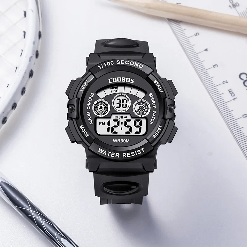 COOBOS Children Watches Digital Sport Wristwatch For Kids Boys Girls Silicone Strap Waterproof Fashion Simple Big Dial Clock