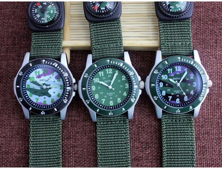 2026 New Canvas Children Boys Fashion Watches Casual Quatrz Adjustable Bracelet Compass Gift Watches Cool Handsome Watches
