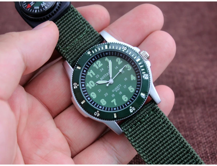 2026 New Canvas Children Boys Fashion Watches Casual Quatrz Adjustable Bracelet Compass Gift Watches Cool Handsome Watches