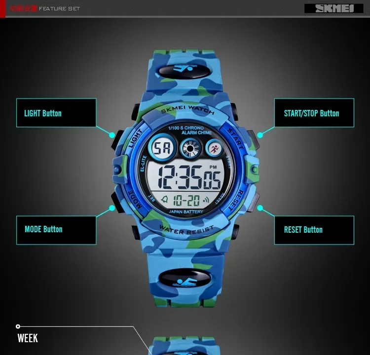 SKMEI Shockproof Digital Watch for Children Waterproof Sports Electronic Wristwatches Kids Boy Clock 1266 Reloj Para Niñas 1547