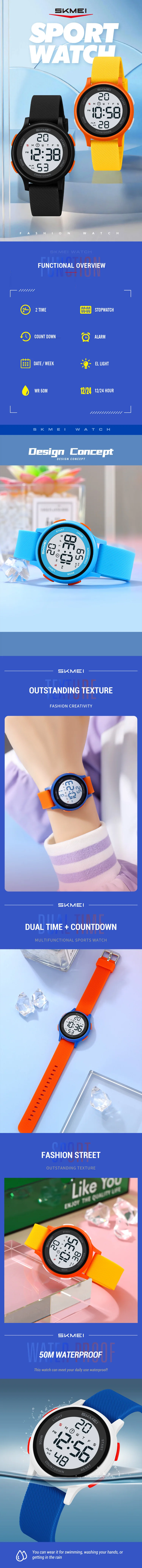 SKMEI 2427 Waterproof Child Electronic Watch Boy Girl Sport Colorful Children Digital Kids Wristwatches Shockproof Montre Enfant