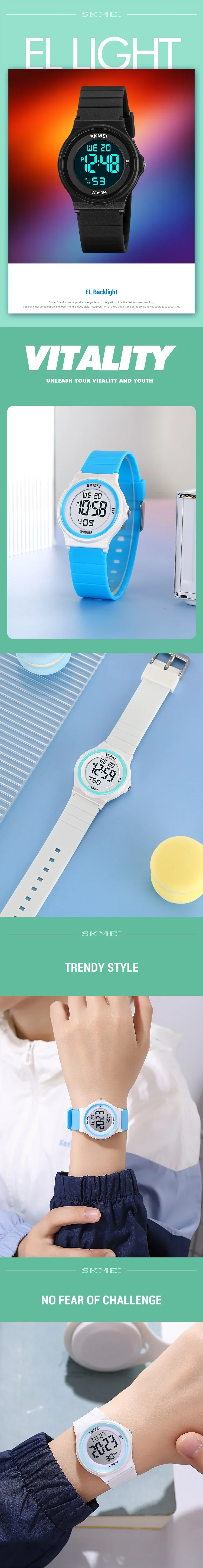 SKMEI 2303 Children Digital Color Shockproof Wristwatch for Boy Girl Sport Waterproof Colorful Kids Electronic Watch Clock 2108