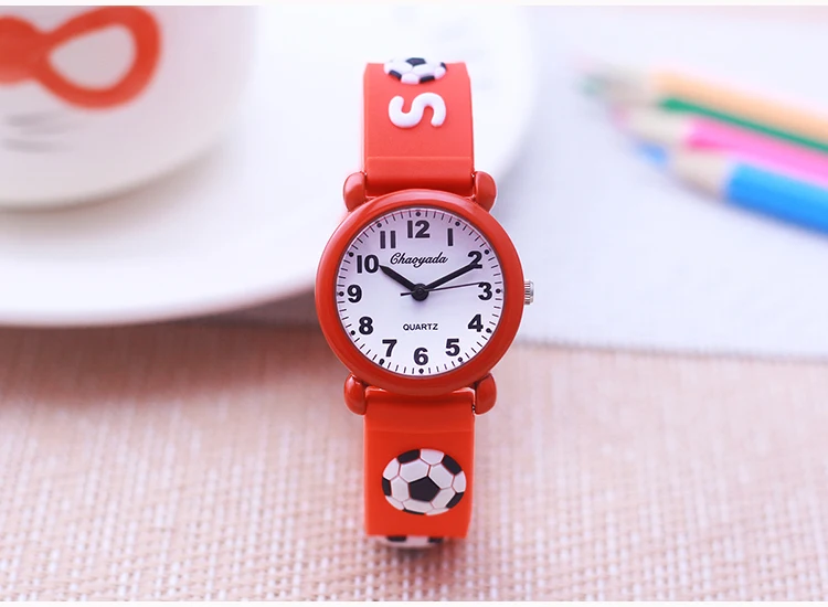 new fashion cool children boys girls football soccer watches kids little students silicone soft strap cartoon sports watches